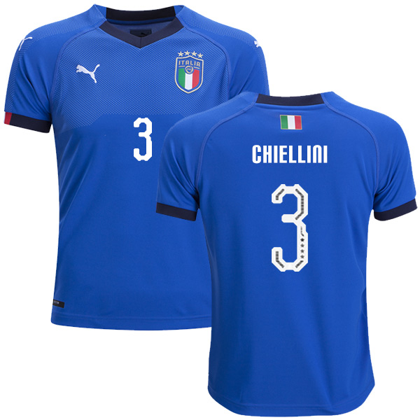 Italy #3 Chiellini Home Kid Soccer Country Jersey